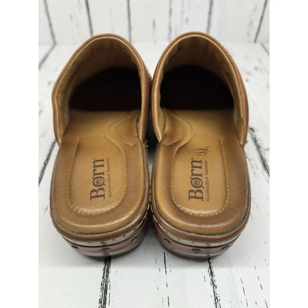 BORN Yucatan 10 / 42 Clog Slide Wedge Woven Brown Leather Comfort Shoes Womens - Picture 5 of 10